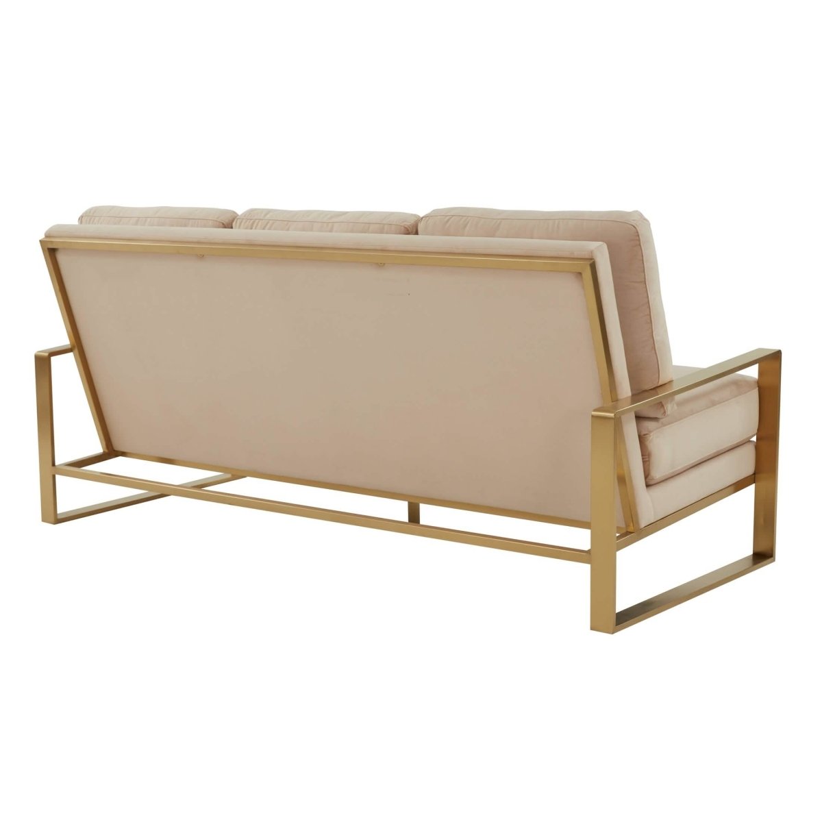 Jefferson 3 - Seater Sofa Upholstered in Velvet/Leather with Gold/Silver Steel Base