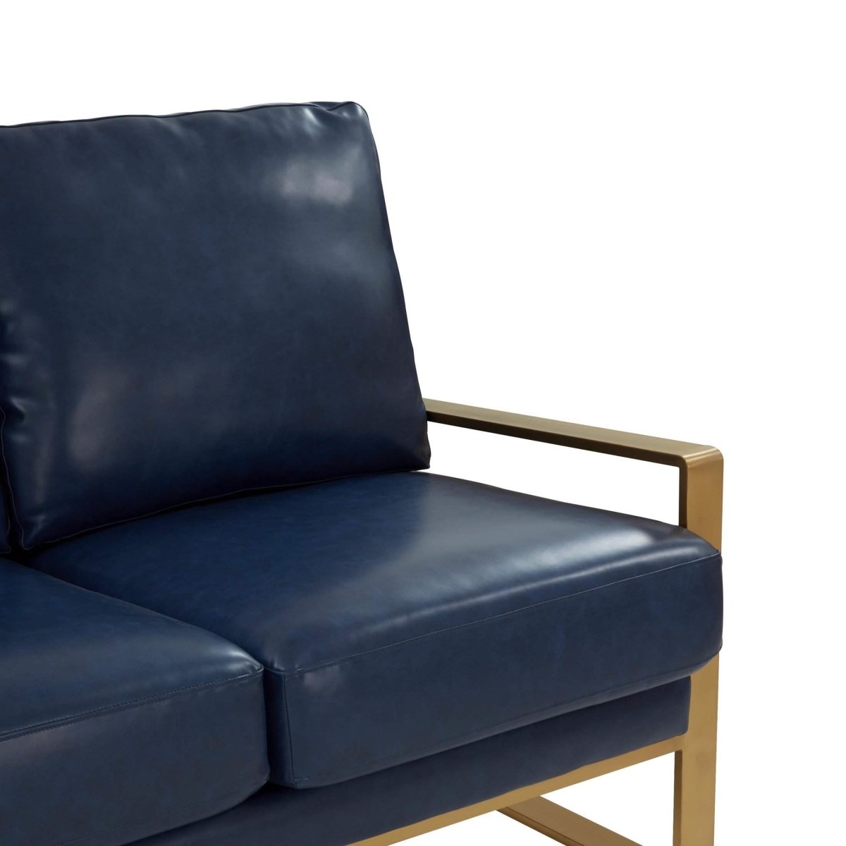 Jefferson 3 - Seater Sofa Upholstered in Velvet/Leather with Gold/Silver Steel Base