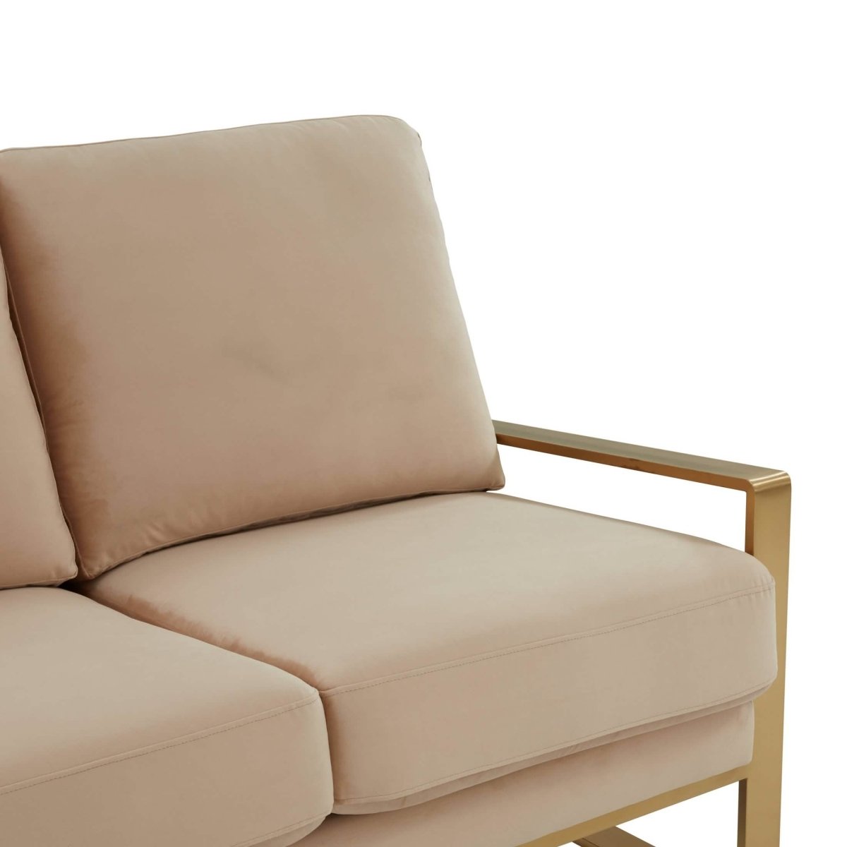 Jefferson 3 - Seater Sofa Upholstered in Velvet/Leather with Gold/Silver Steel Base