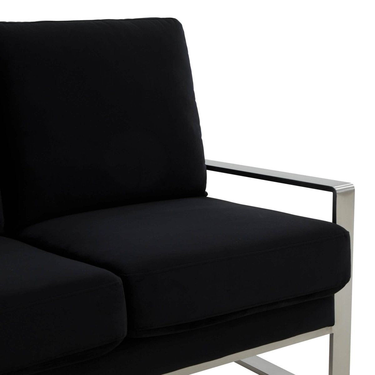 Jefferson 3 - Seater Sofa Upholstered in Velvet/Leather with Gold/Silver Steel Base