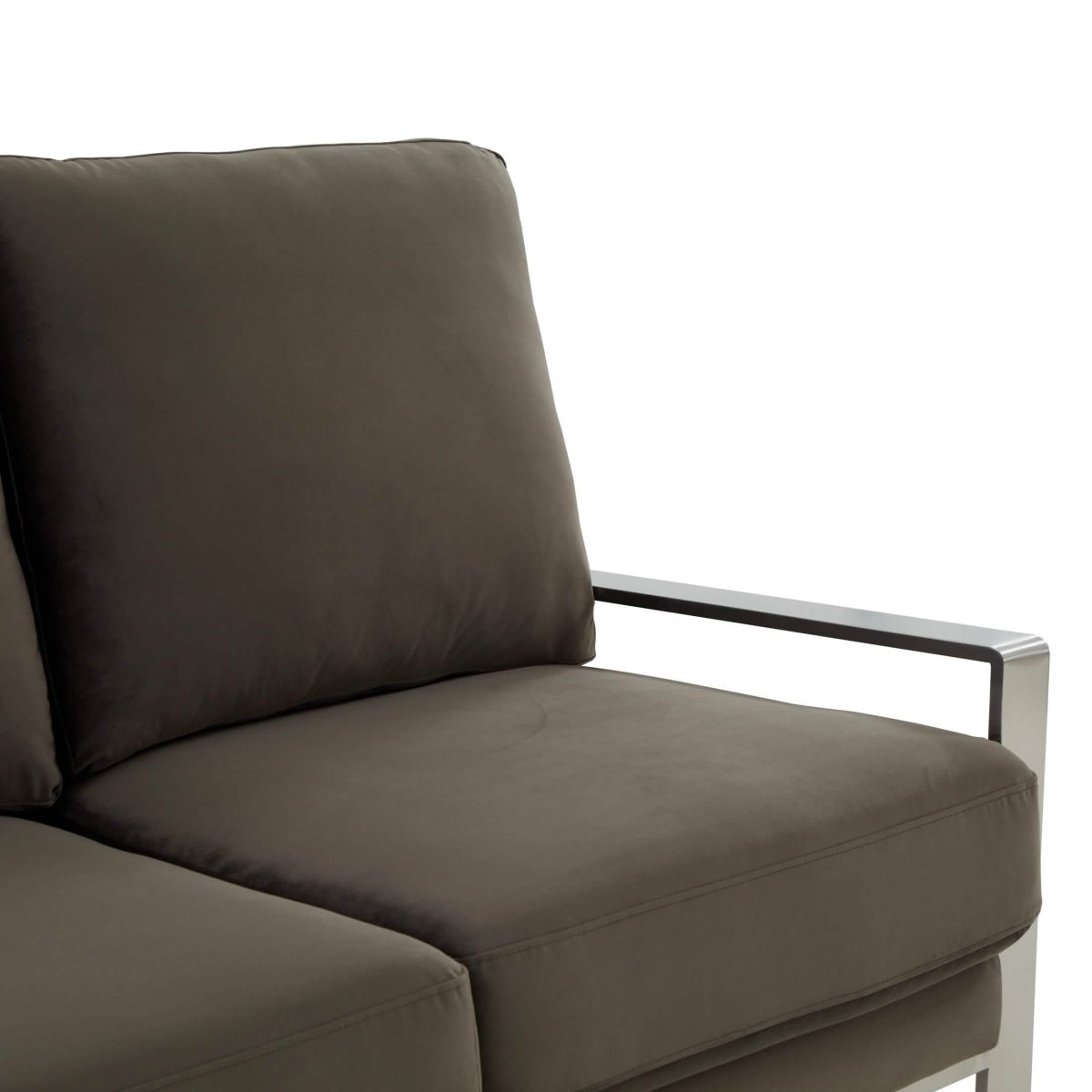 Jefferson 3 - Seater Sofa Upholstered in Velvet/Leather with Gold/Silver Steel Base