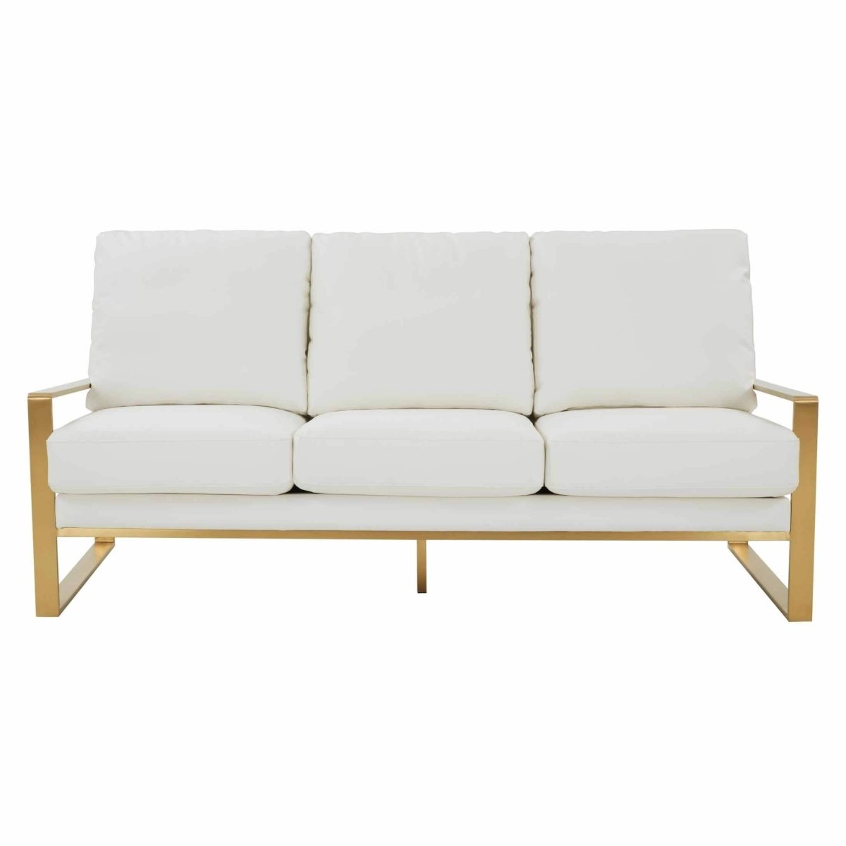 Jefferson 3 - Seater Sofa Upholstered in Velvet/Leather with Gold/Silver Steel Base