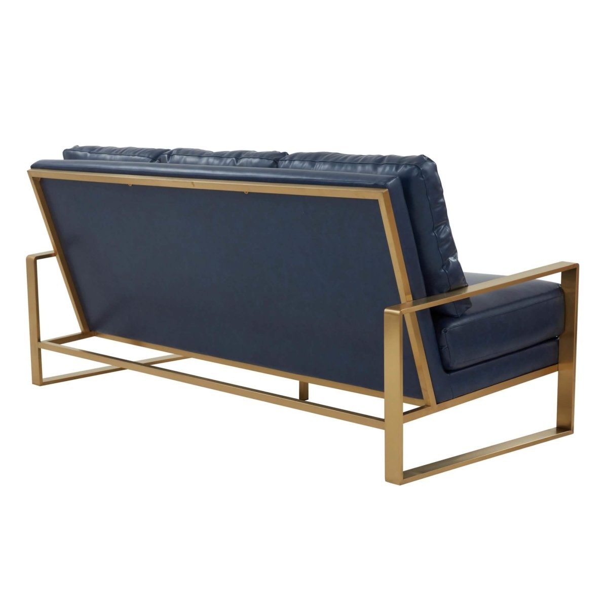 Jefferson 3 - Seater Sofa Upholstered in Velvet/Leather with Gold/Silver Steel Base