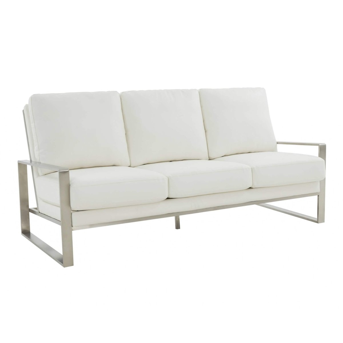 Jefferson 3 - Seater Sofa Upholstered in Velvet/Leather with Gold/Silver Steel Base