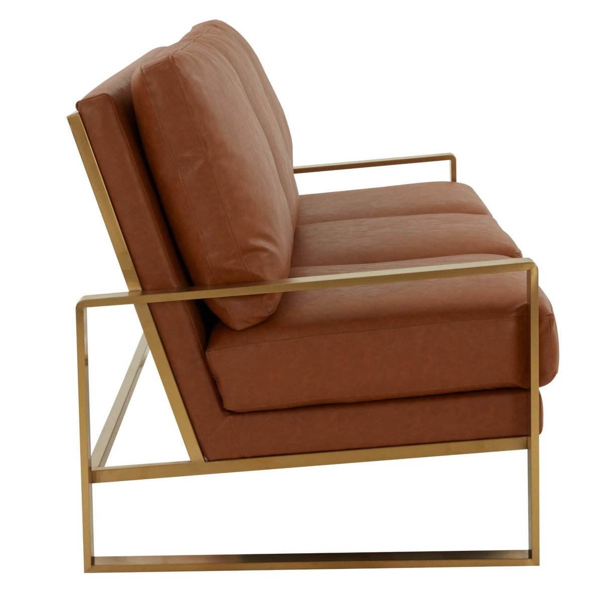 Jefferson 3 - Seater Sofa Upholstered in Velvet/Leather with Gold/Silver Steel Base