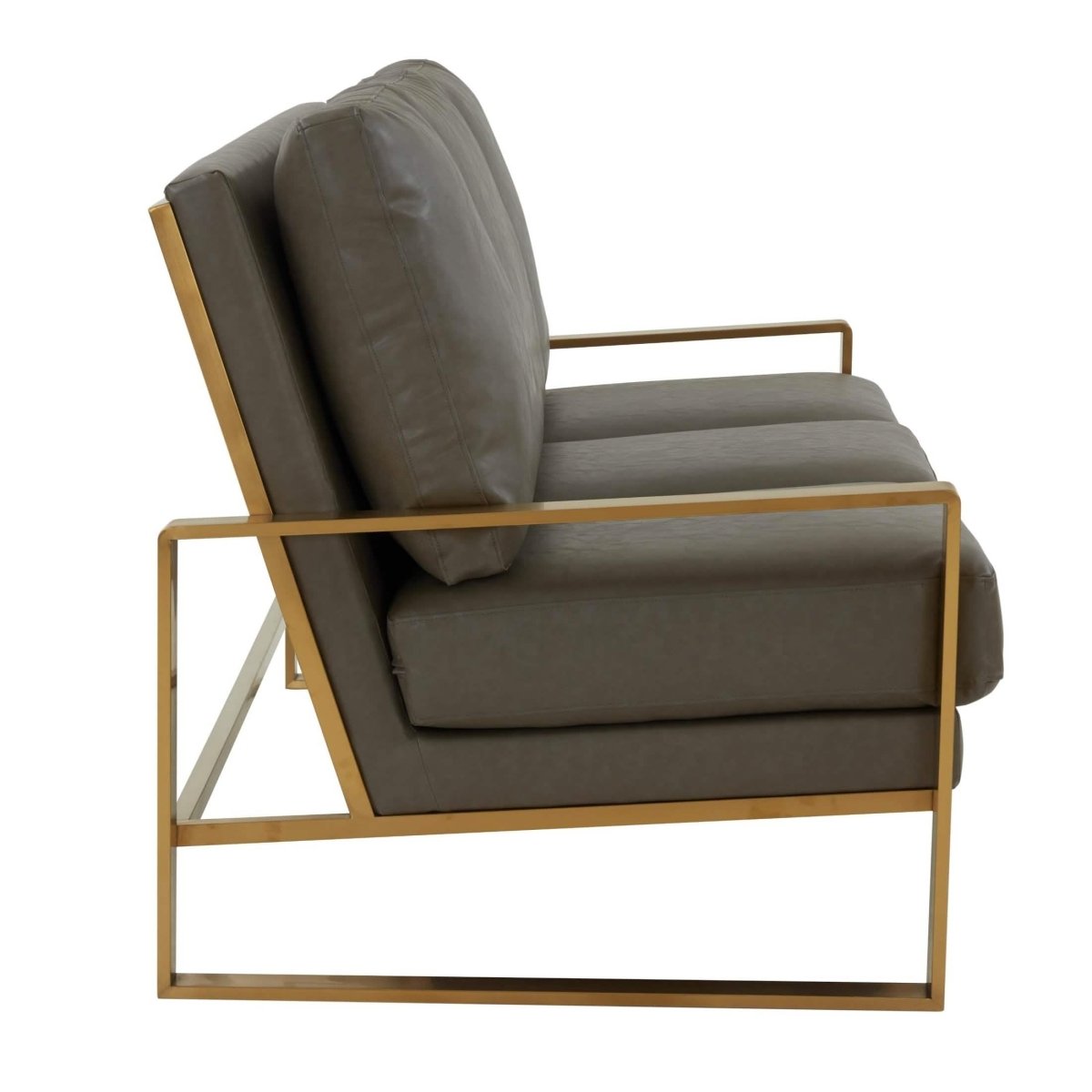 Jefferson 3 - Seater Sofa Upholstered in Velvet/Leather with Gold/Silver Steel Base