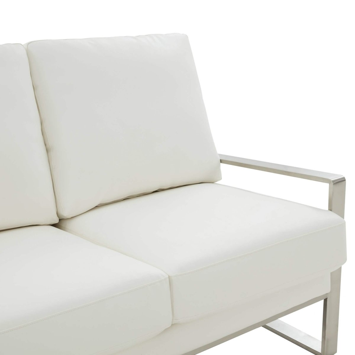 Jefferson 3 - Seater Sofa Upholstered in Velvet/Leather with Gold/Silver Steel Base