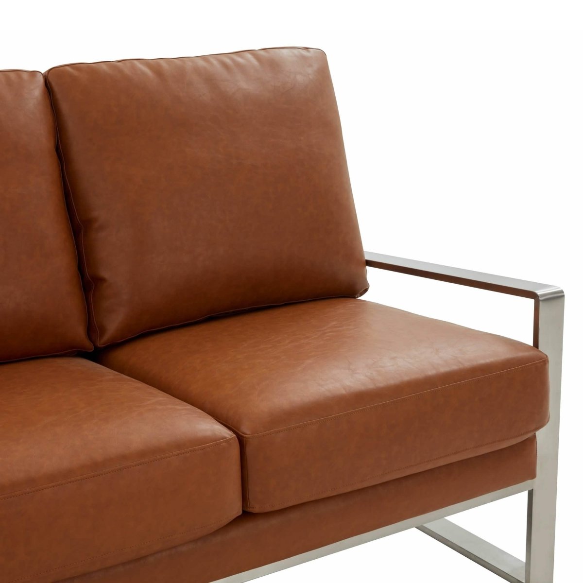 Jefferson 3 - Seater Sofa Upholstered in Velvet/Leather with Gold/Silver Steel Base
