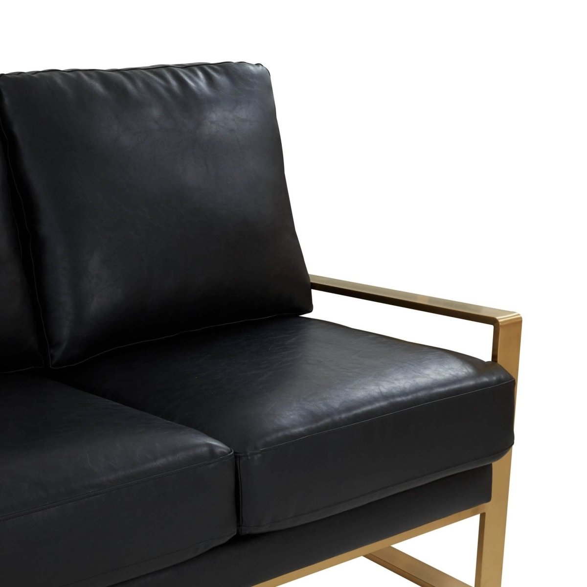 Jefferson 3 - Seater Sofa Upholstered in Velvet/Leather with Gold/Silver Steel Base