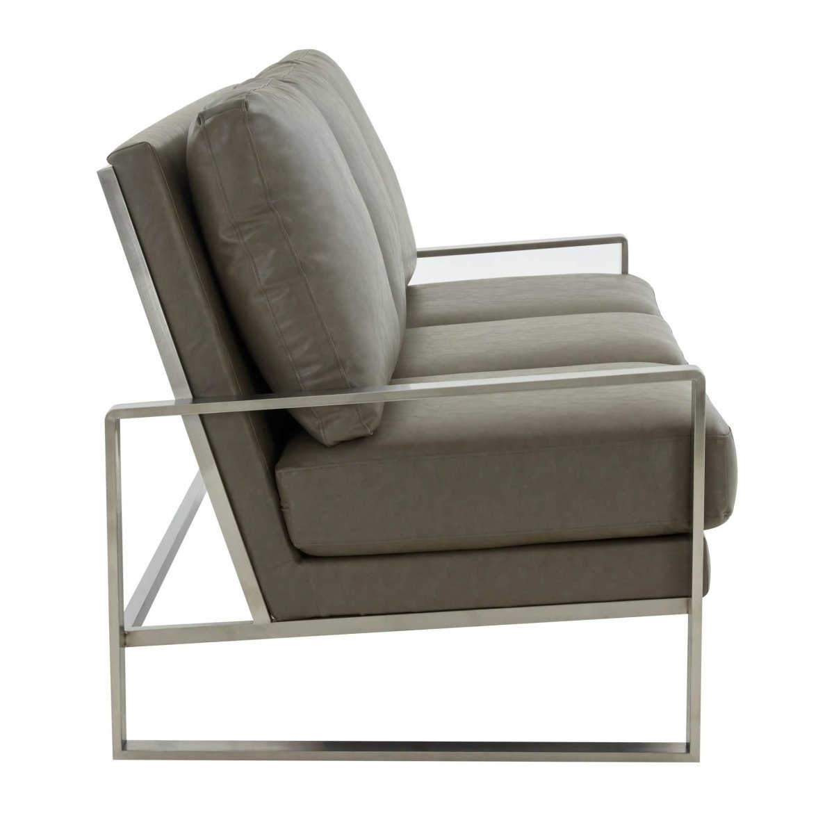 Jefferson 3 - Seater Sofa Upholstered in Velvet/Leather with Gold/Silver Steel Base