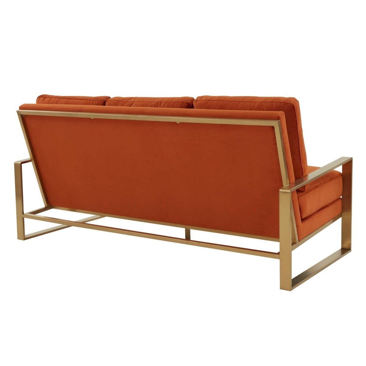 Jefferson 3 - Seater Sofa Upholstered in Velvet/Leather with Gold/Silver Steel Base