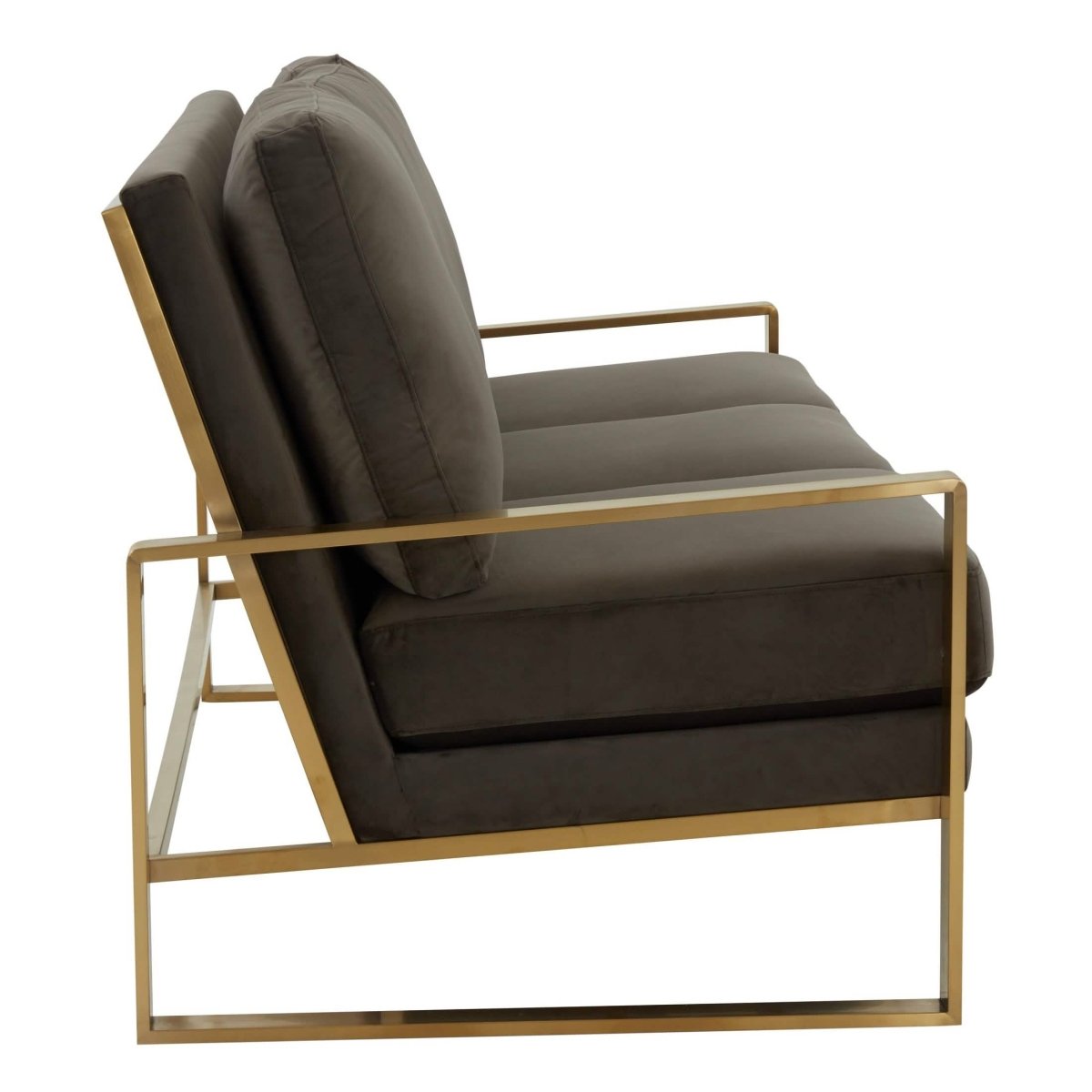 Jefferson 3 - Seater Sofa Upholstered in Velvet/Leather with Gold/Silver Steel Base