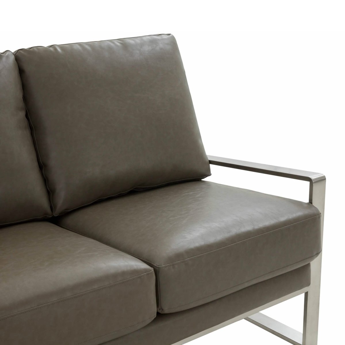 Jefferson 3 - Seater Sofa Upholstered in Velvet/Leather with Gold/Silver Steel Base