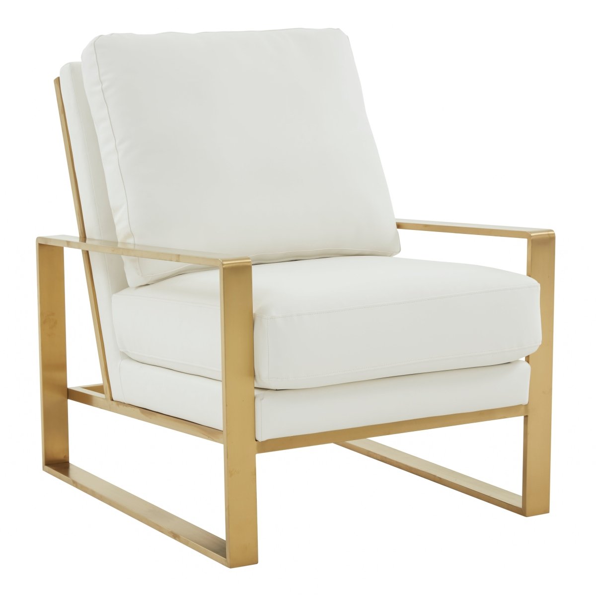 Jefferson Accent Armchair Upholstered in Velvet/Leather and Gold/Silver Metal Frame