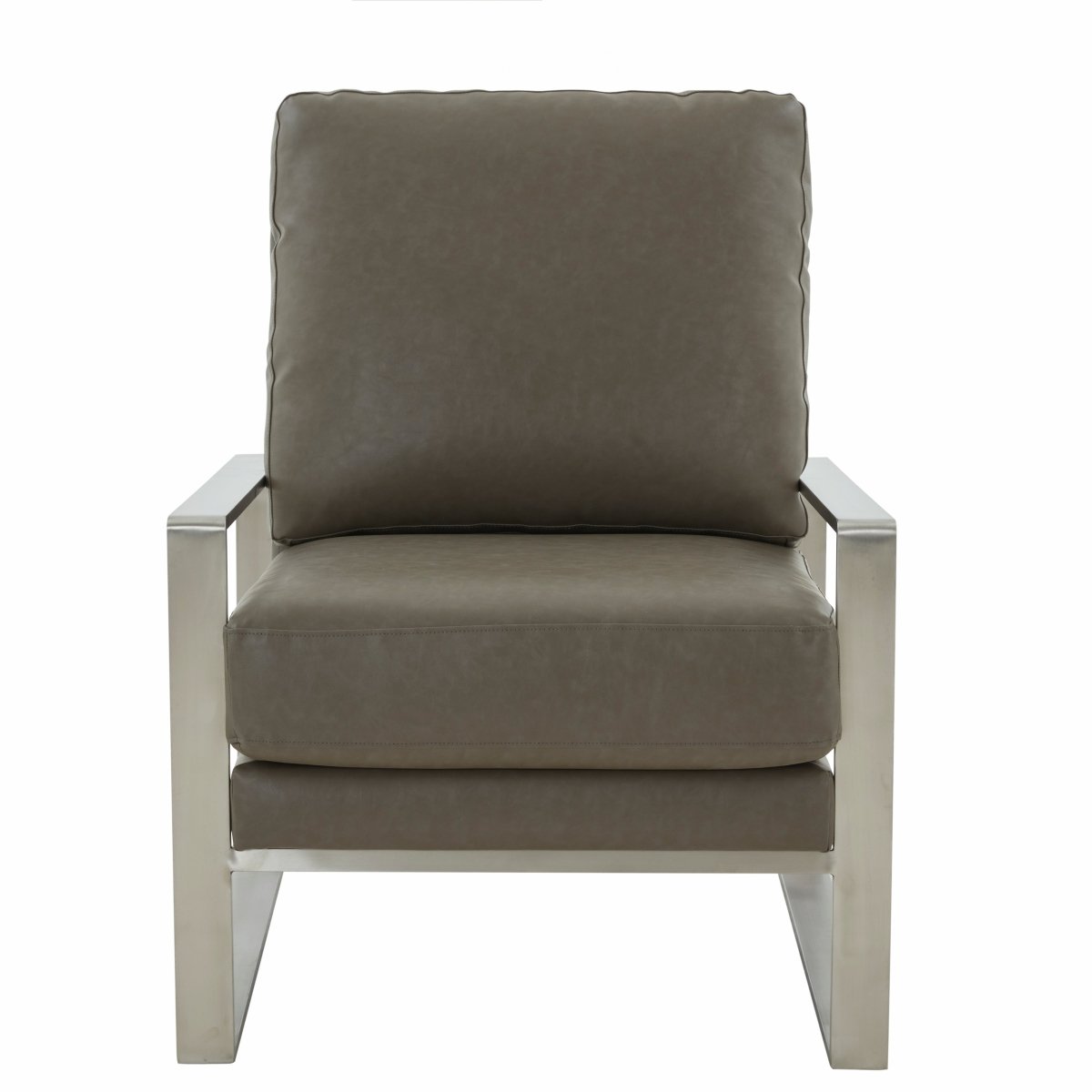 Jefferson Accent Armchair Upholstered in Velvet/Leather and Gold/Silver Metal Frame