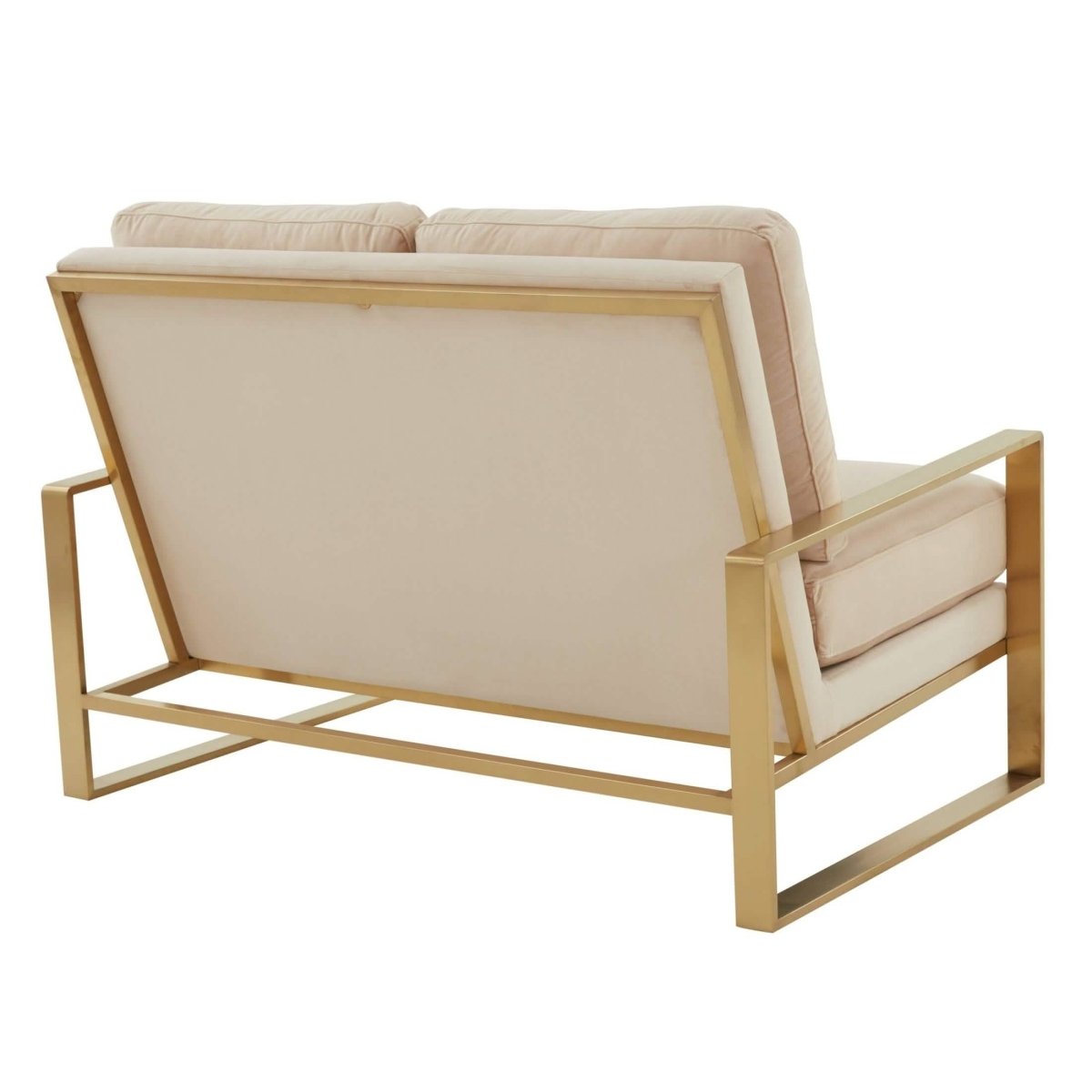 Jefferson Contemporary Velvet/Leather Loveseat with Stainless Steel Frame