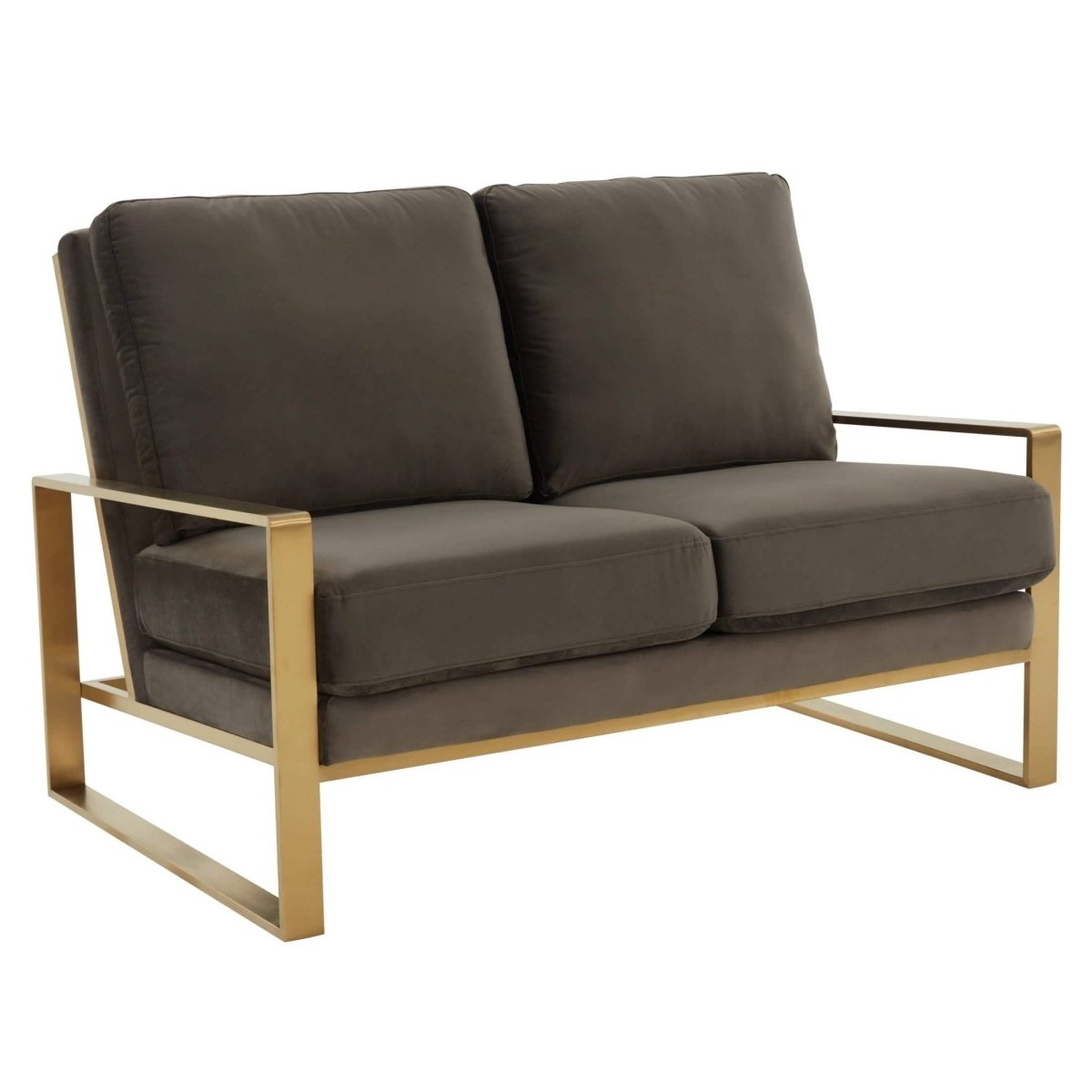 Jefferson Contemporary Velvet/Leather Loveseat with Stainless Steel Frame