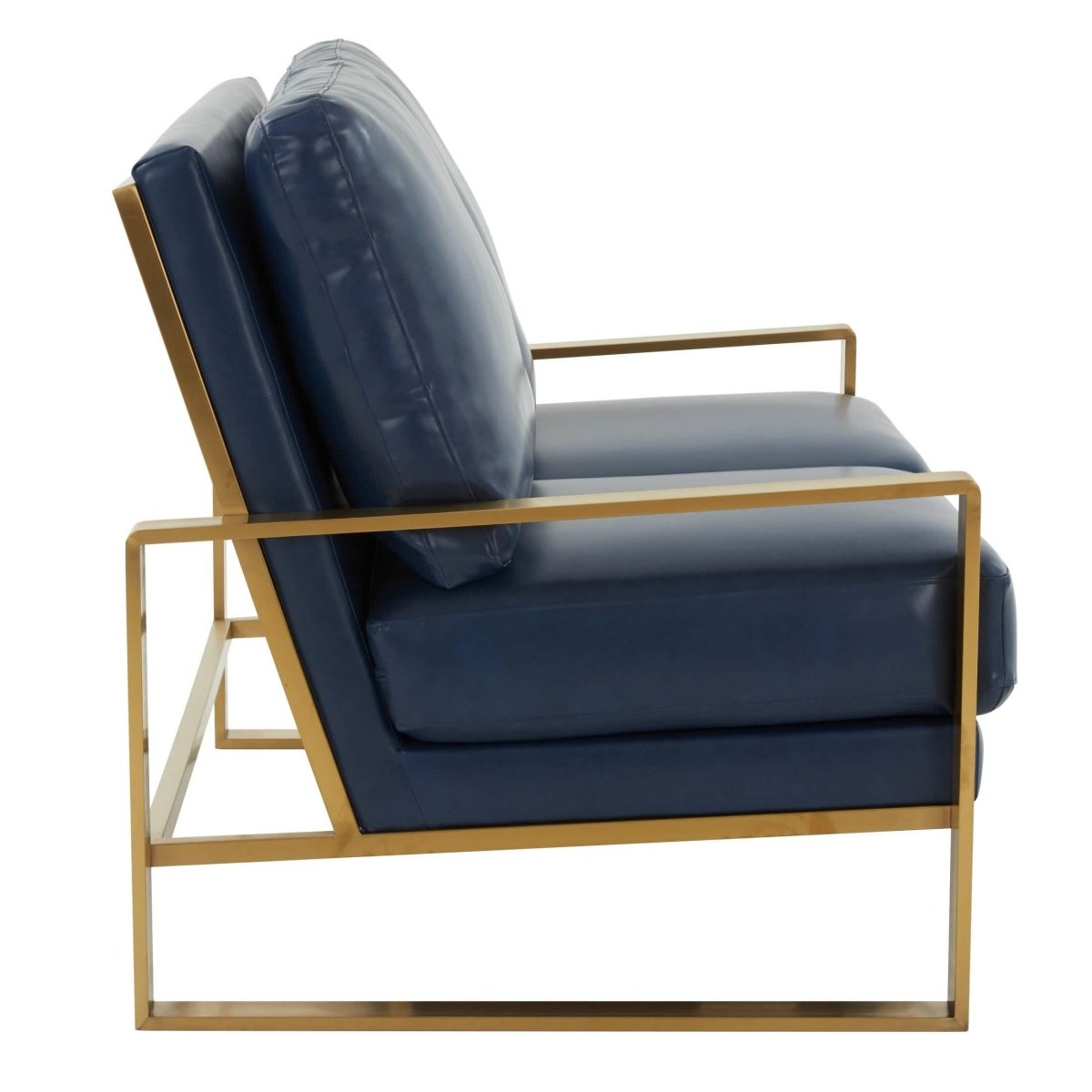 Jefferson Contemporary Velvet/Leather Loveseat with Stainless Steel Frame