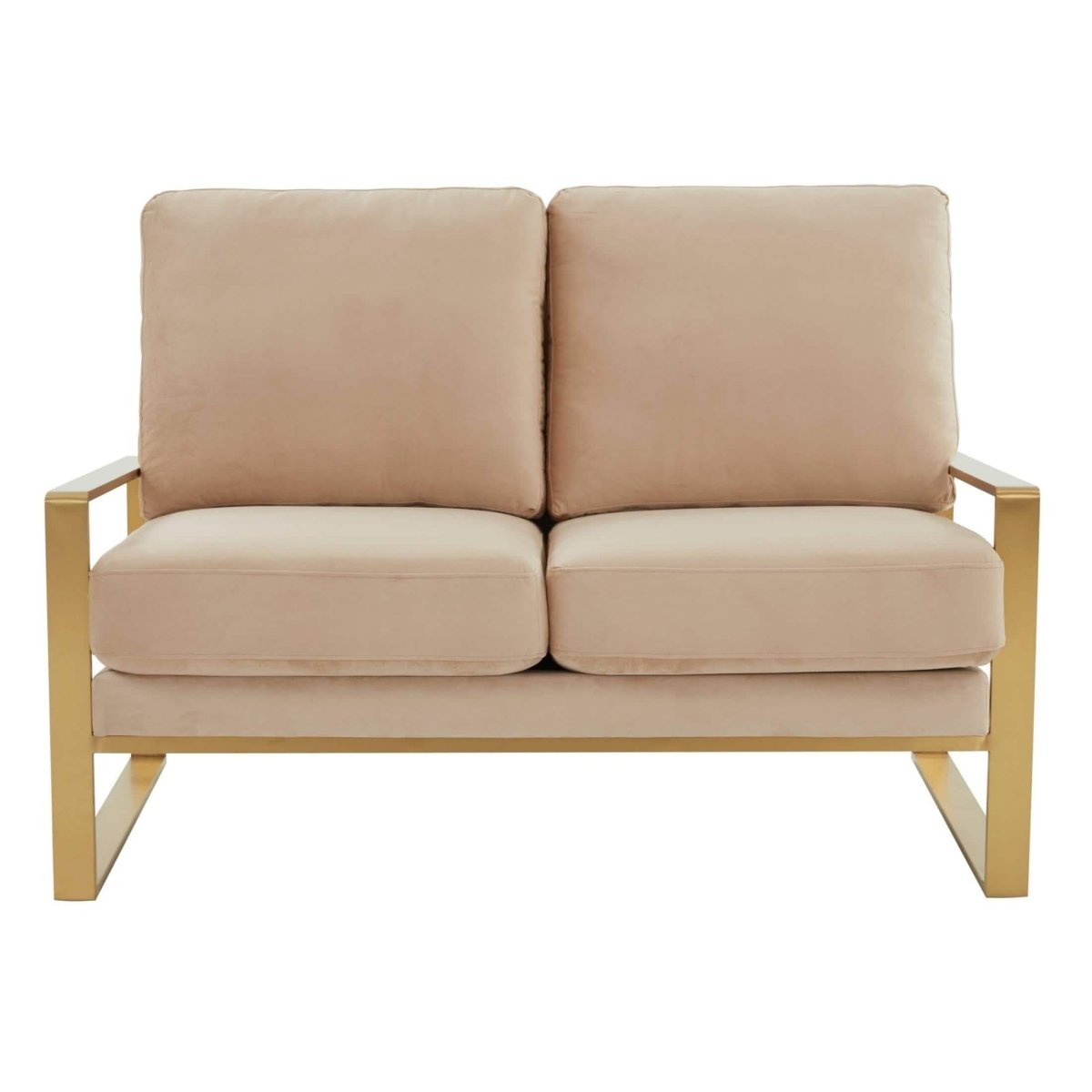 Jefferson Contemporary Velvet/Leather Loveseat with Stainless Steel Frame