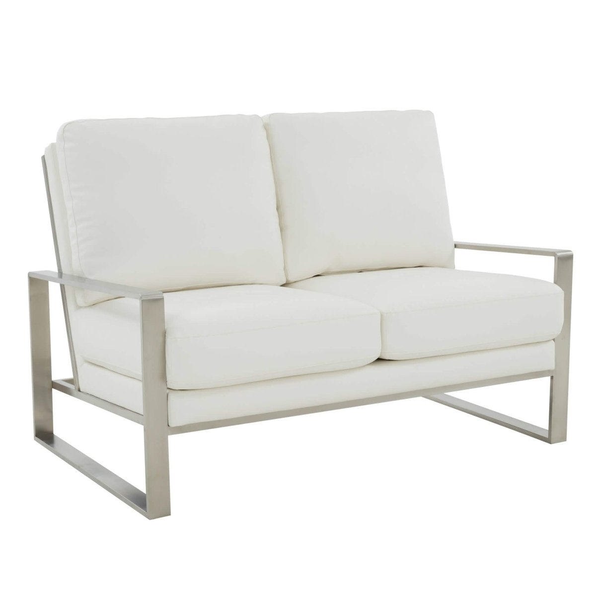 Jefferson Contemporary Velvet/Leather Loveseat with Stainless Steel Frame