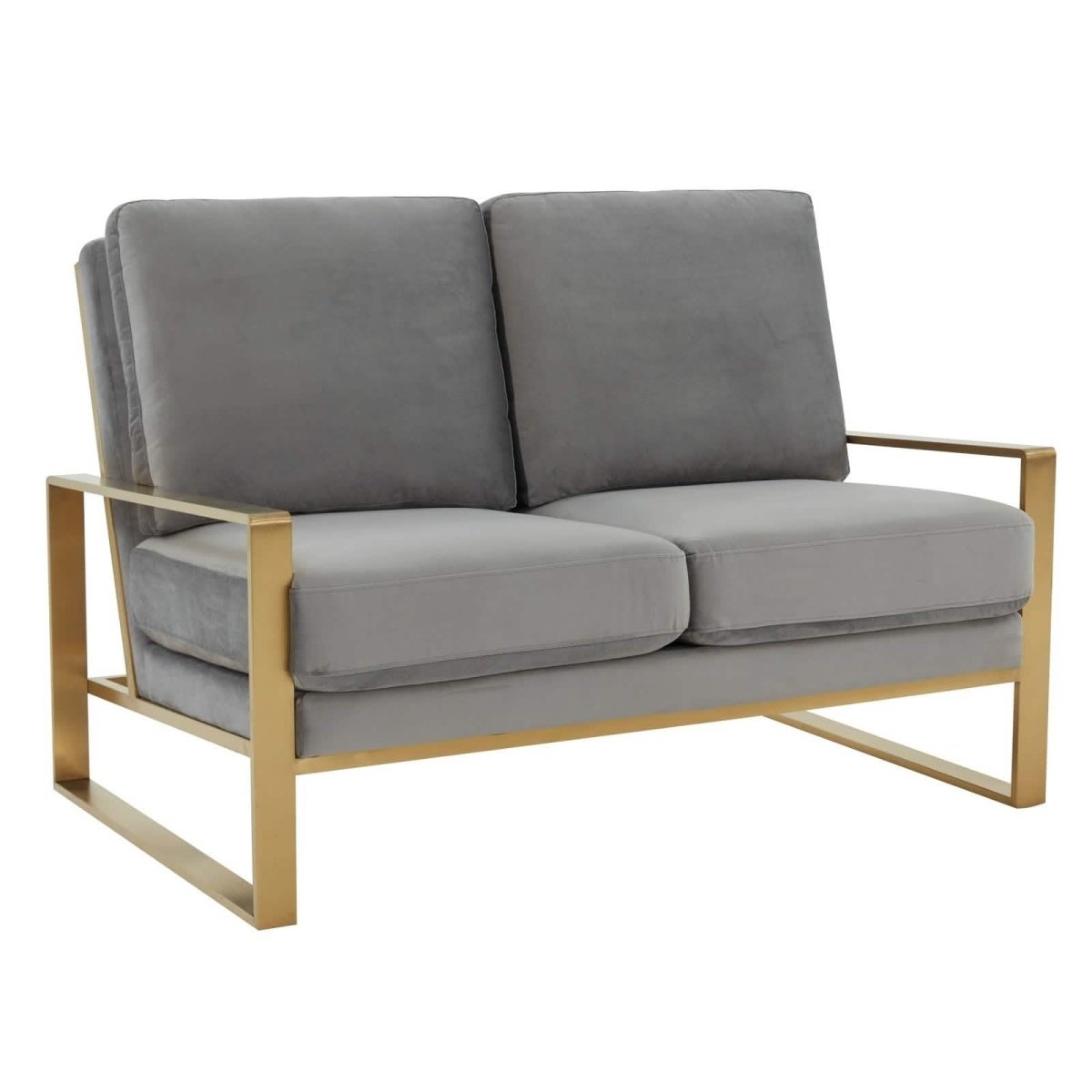 Jefferson Contemporary Velvet/Leather Loveseat with Stainless Steel Frame