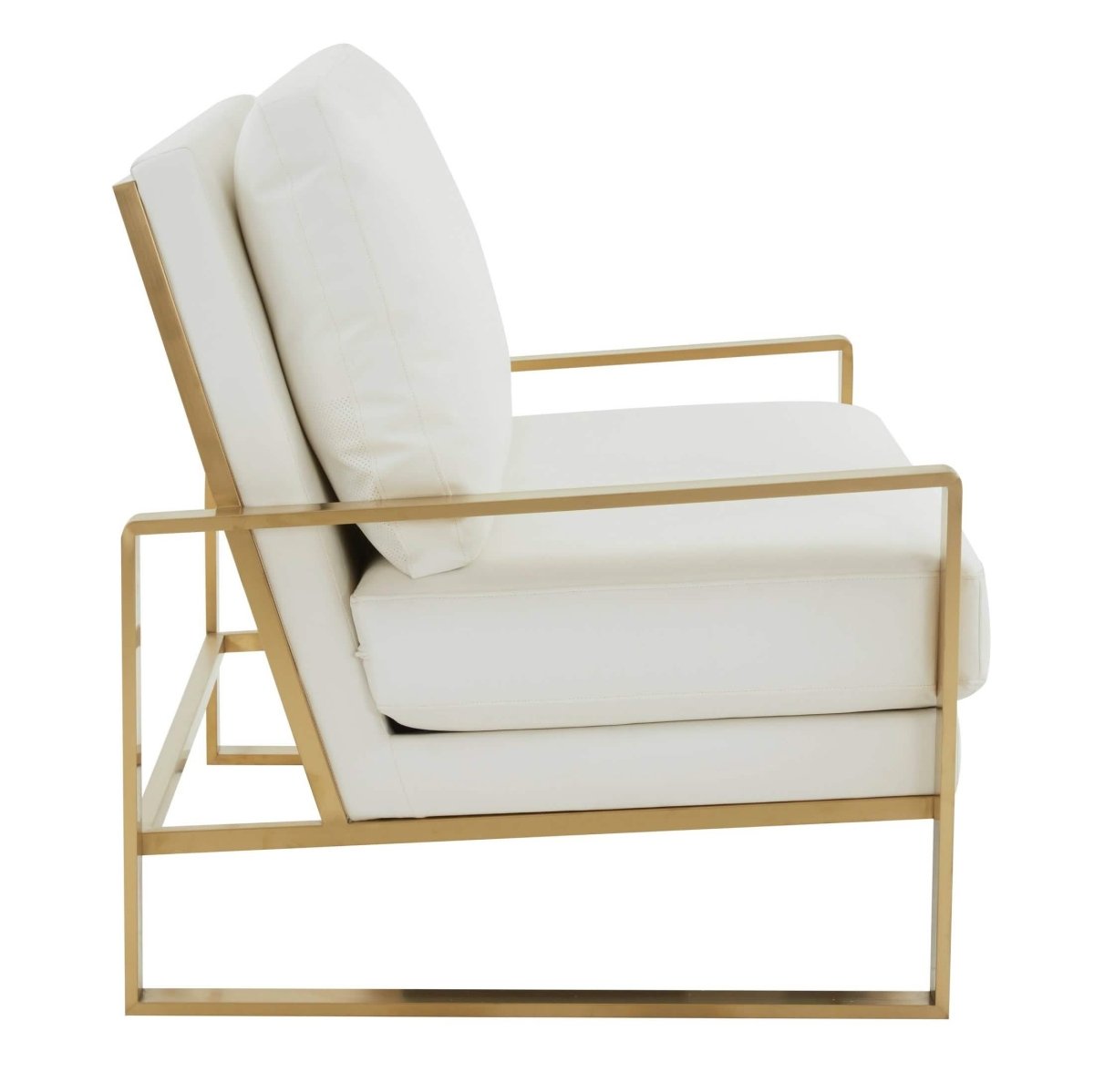 Jefferson Contemporary Velvet/Leather Loveseat with Stainless Steel Frame