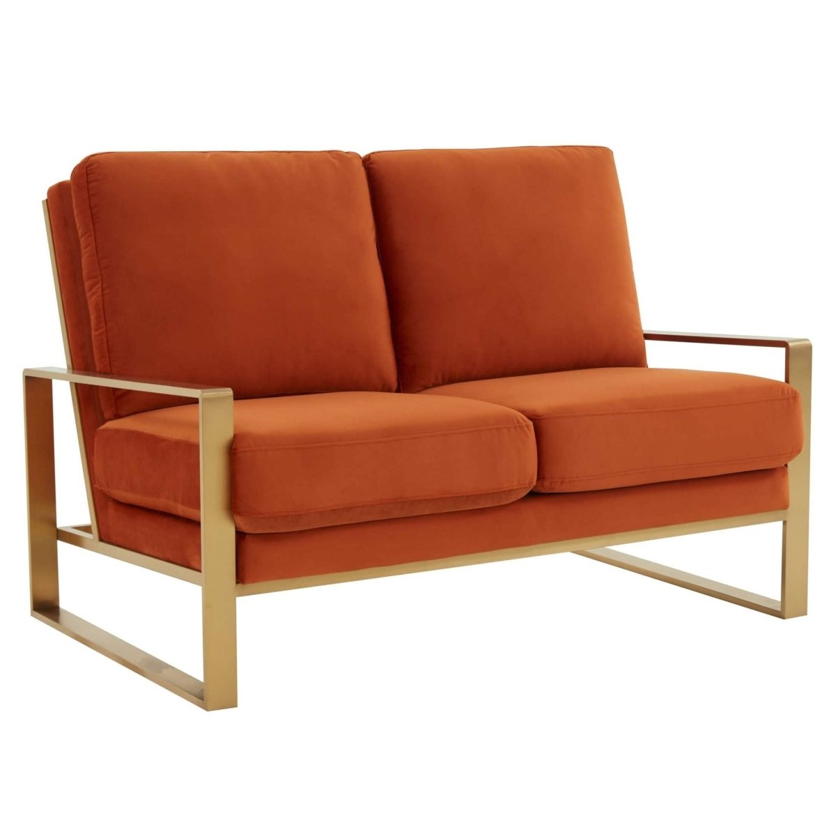 Jefferson Contemporary Velvet/Leather Loveseat with Stainless Steel Frame