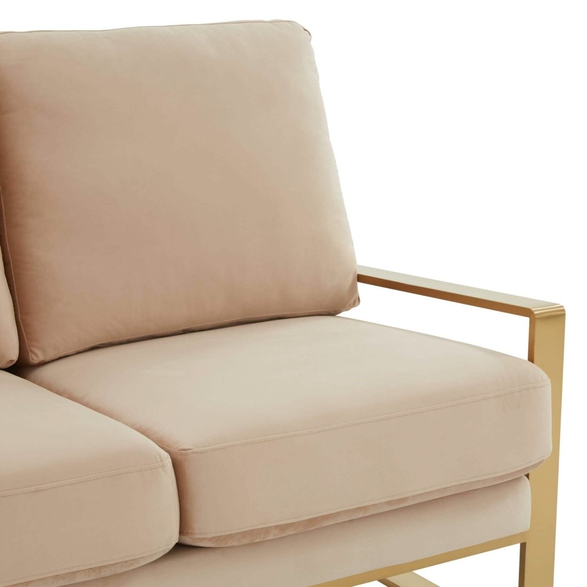 Jefferson Contemporary Velvet/Leather Loveseat with Stainless Steel Frame