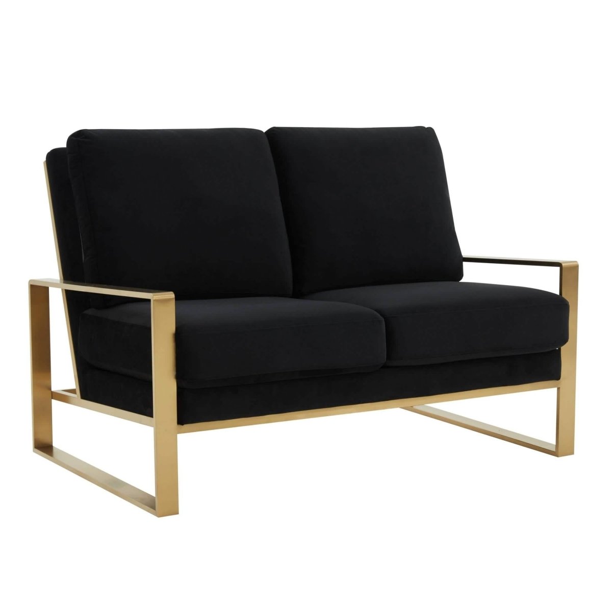 Jefferson Contemporary Velvet/Leather Loveseat with Stainless Steel Frame