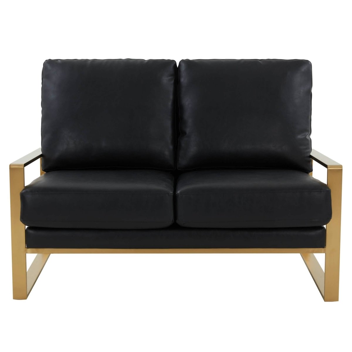 Jefferson Contemporary Velvet/Leather Loveseat with Stainless Steel Frame