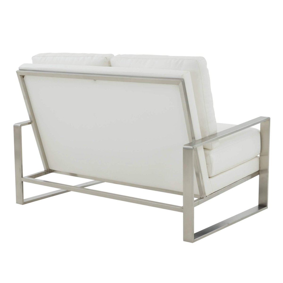 Jefferson Contemporary Velvet/Leather Loveseat with Stainless Steel Frame