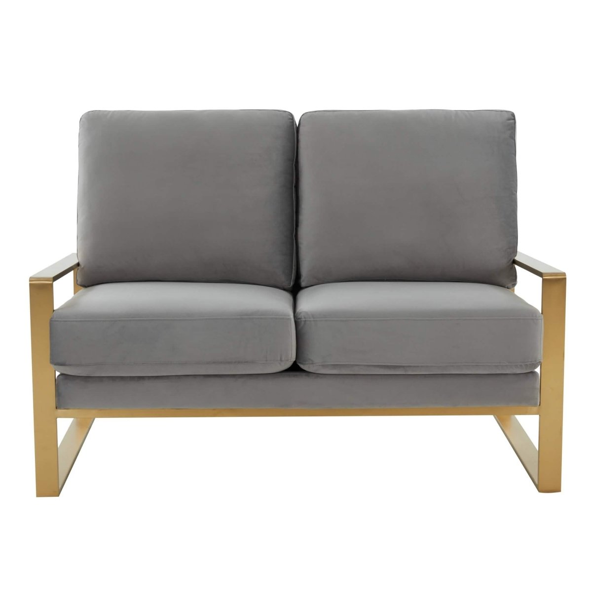 Jefferson Contemporary Velvet/Leather Loveseat with Stainless Steel Frame