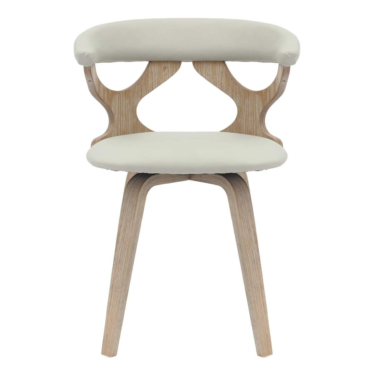 Klyne Leather Dining Chair with Poplar Wood Frame and Swivel Base Set of 2