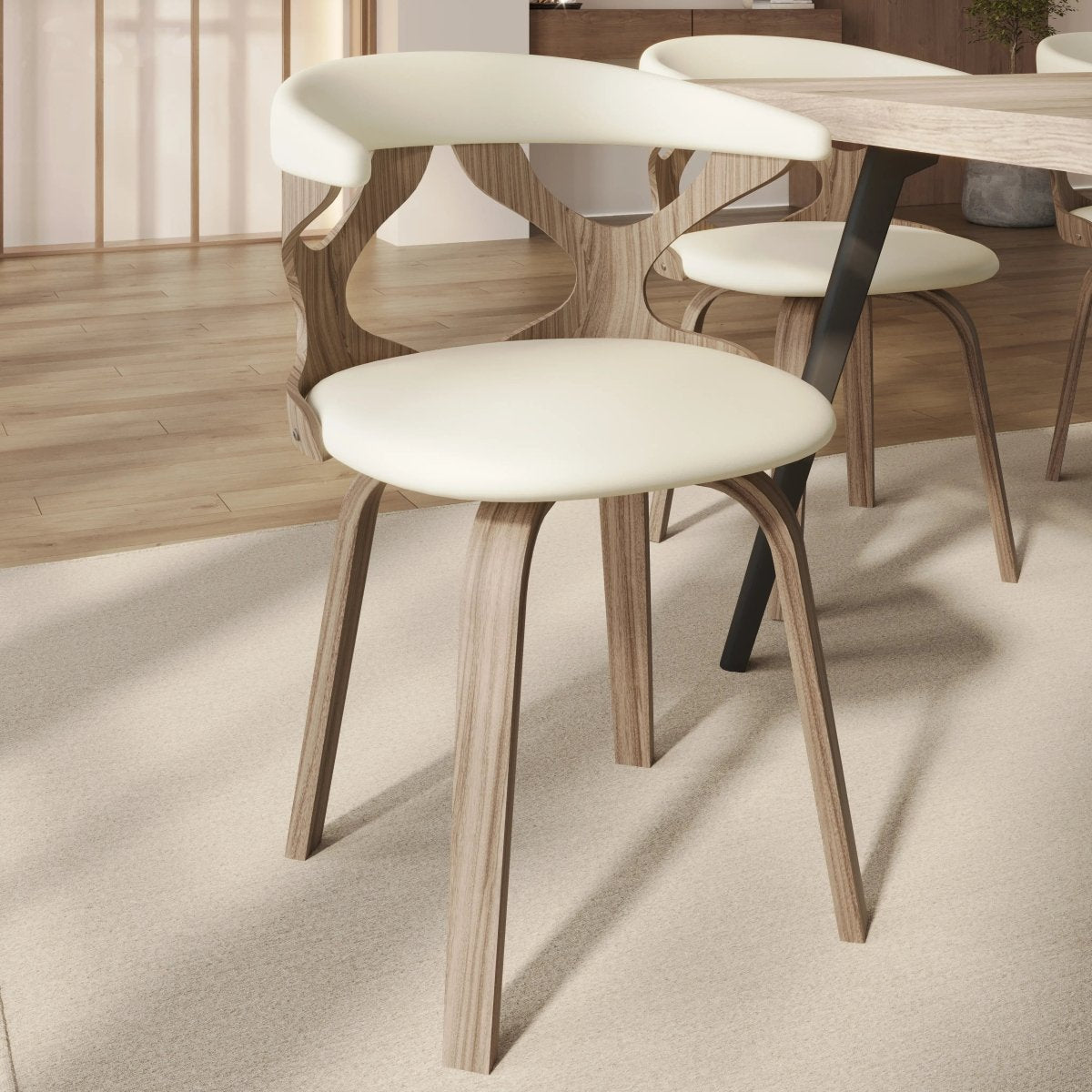 Klyne Leather Dining Chair with Poplar Wood Frame and Swivel Base Set of 2