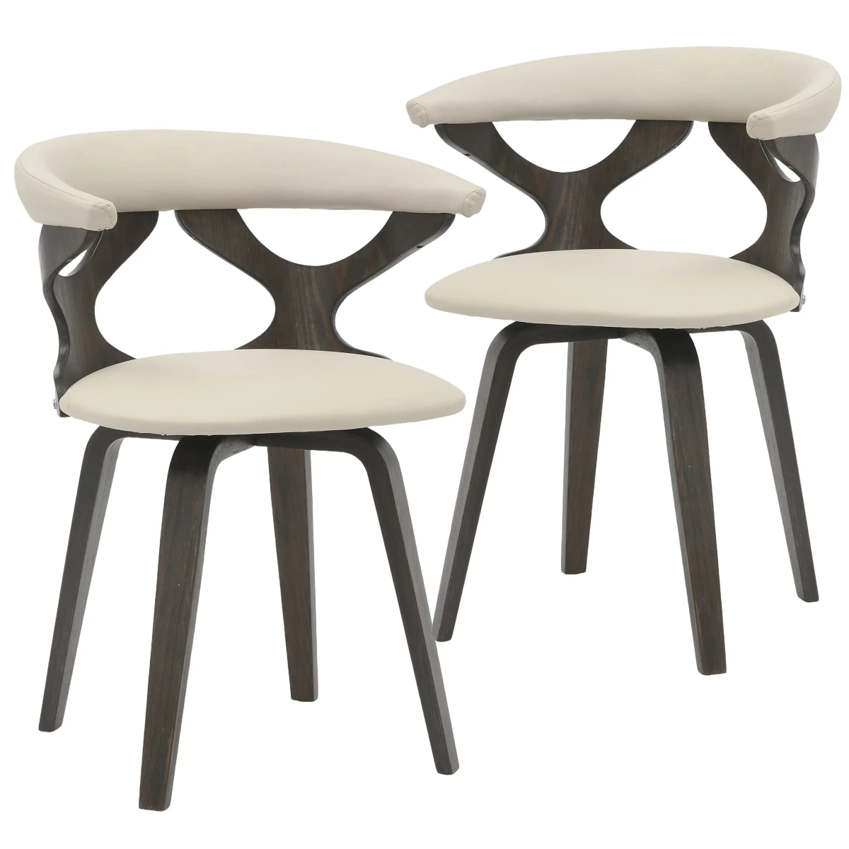 Klyne Leather Dining Chair with Poplar Wood Frame and Swivel Base Set of 2