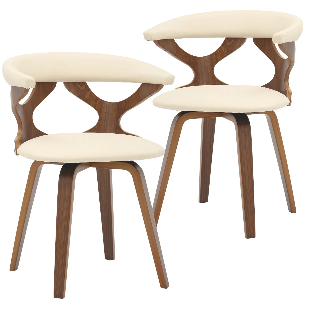 Klyne Leather Dining Chair with Poplar Wood Frame and Swivel Base Set of 2