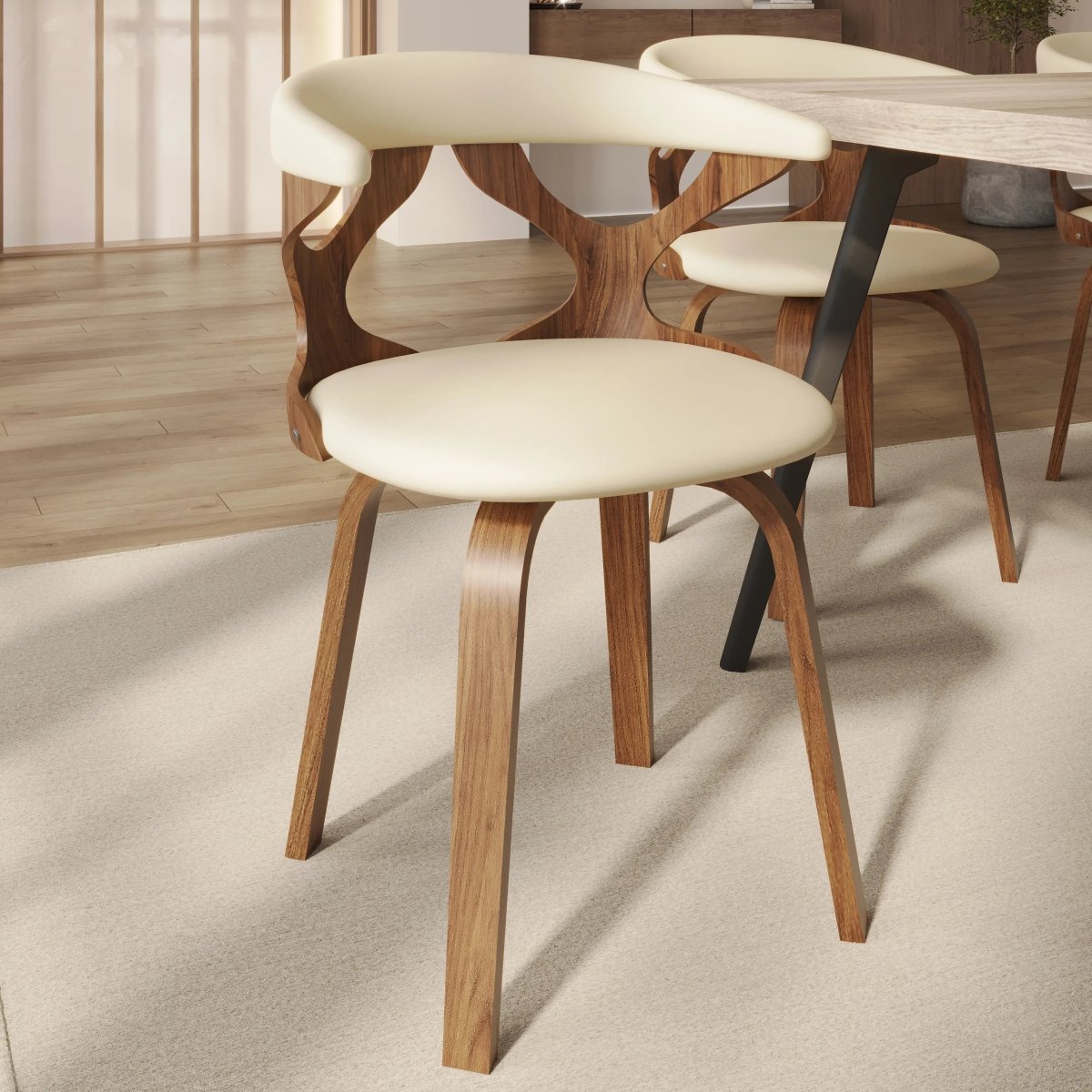 Klyne Leather Dining Chair with Poplar Wood Frame and Swivel Base Set of 2
