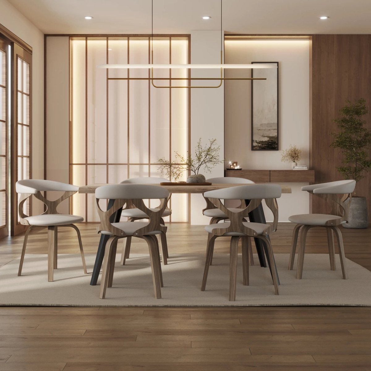 Klyne Leather Dining Chair with Poplar Wood Frame and Swivel Base Set of 2