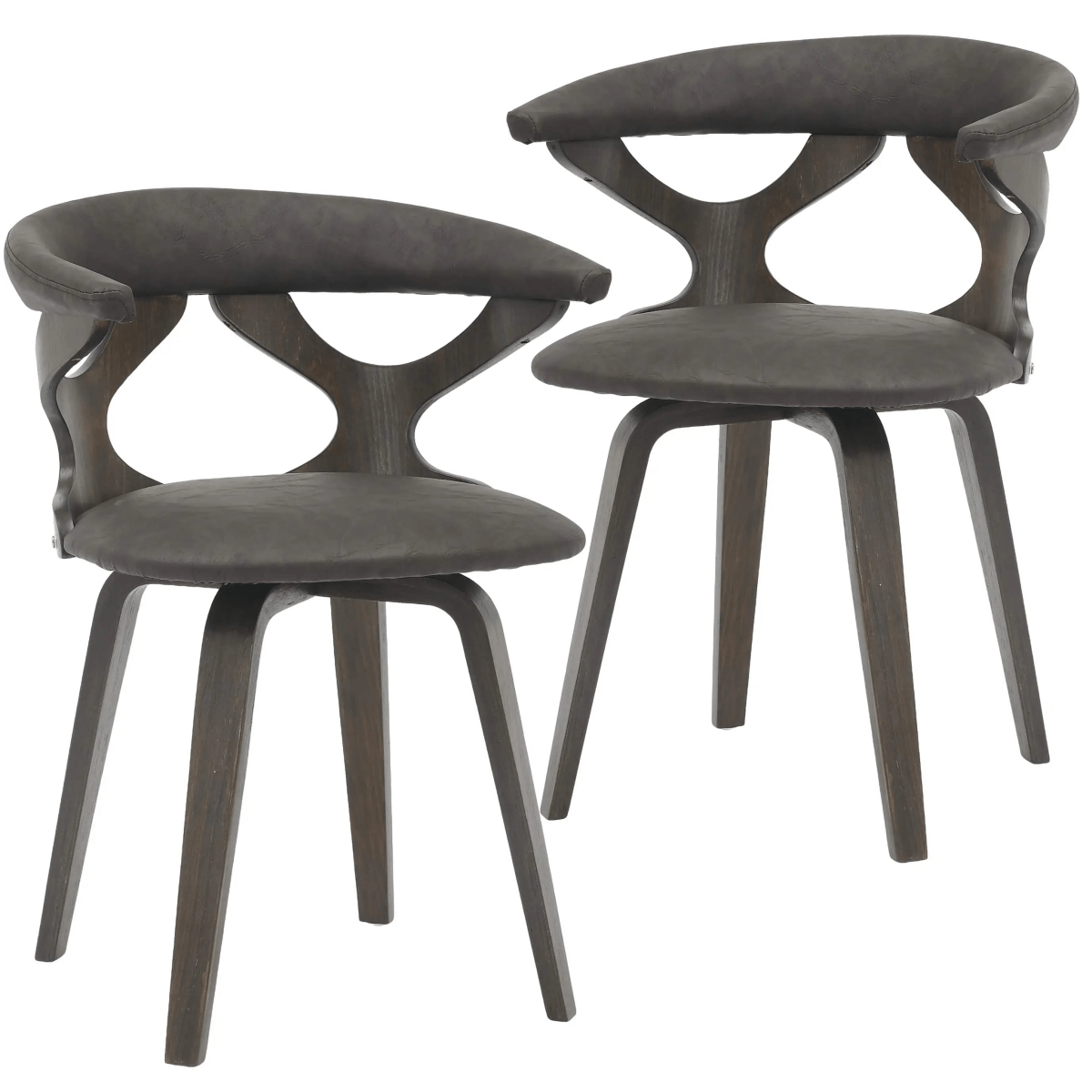 Klyne Leather Dining Chair with Poplar Wood Frame and Swivel Base Set of 2