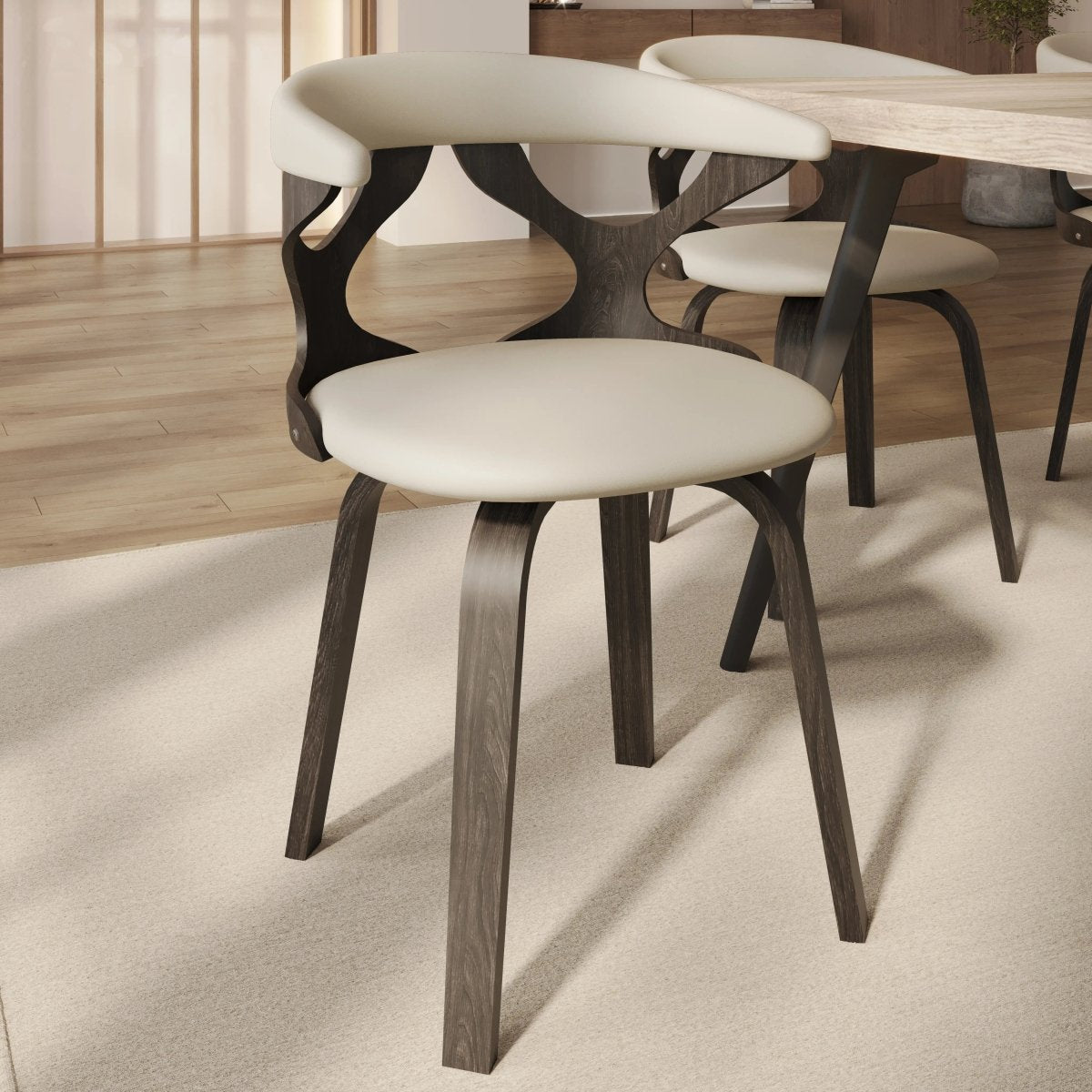 Klyne Leather Dining Chair with Poplar Wood Frame and Swivel Base Set of 4