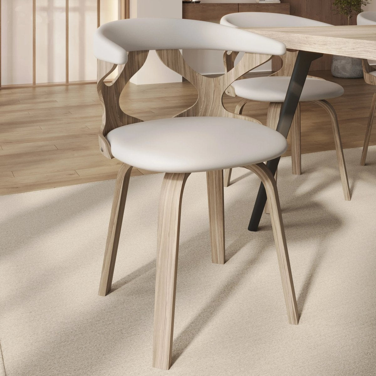 Klyne Leather Dining Chair with Poplar Wood Frame and Swivel Base Set of 4