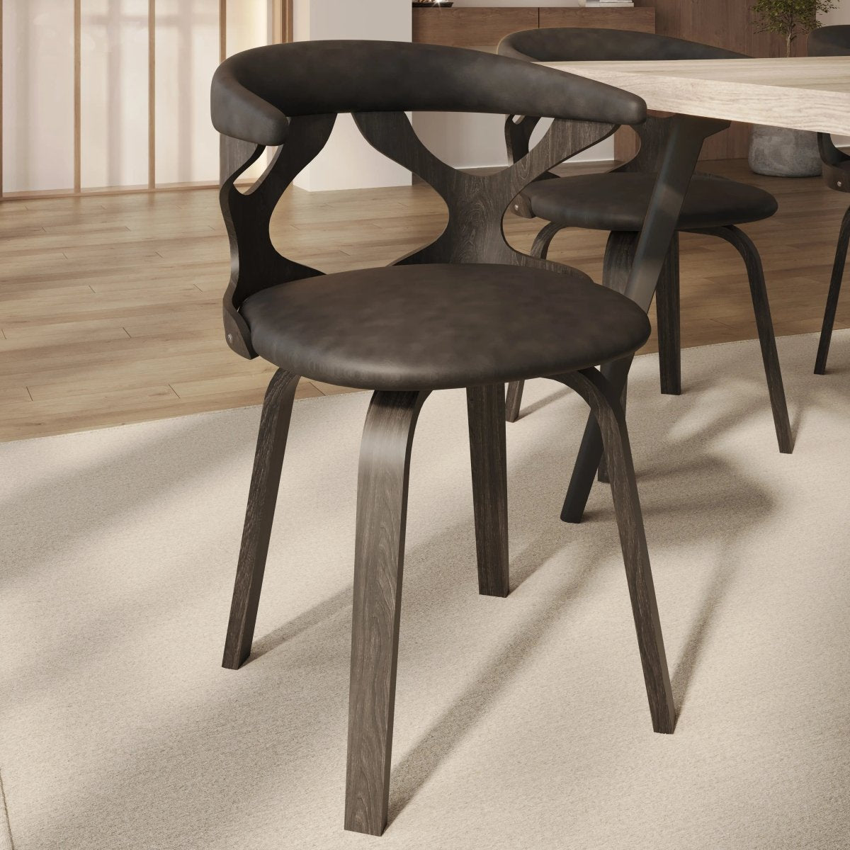 Klyne Leather Dining Chair with Poplar Wood Frame and Swivel Base Set of 4