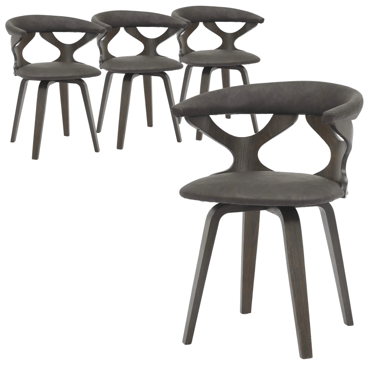 Klyne Leather Dining Chair with Poplar Wood Frame and Swivel Base Set of 4
