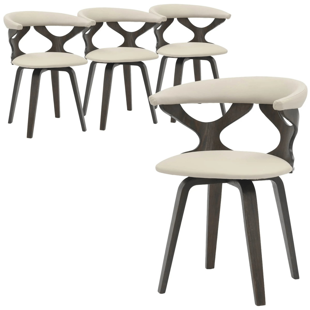 Klyne Leather Dining Chair with Poplar Wood Frame and Swivel Base Set of 4