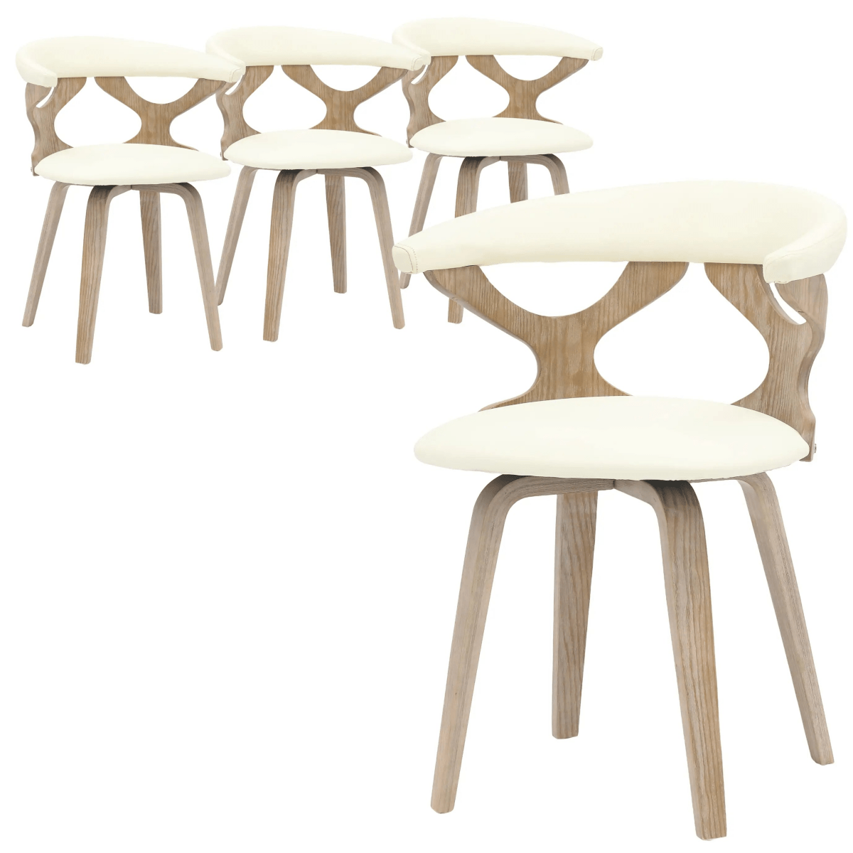 Klyne Leather Dining Chair with Poplar Wood Frame and Swivel Base Set of 4