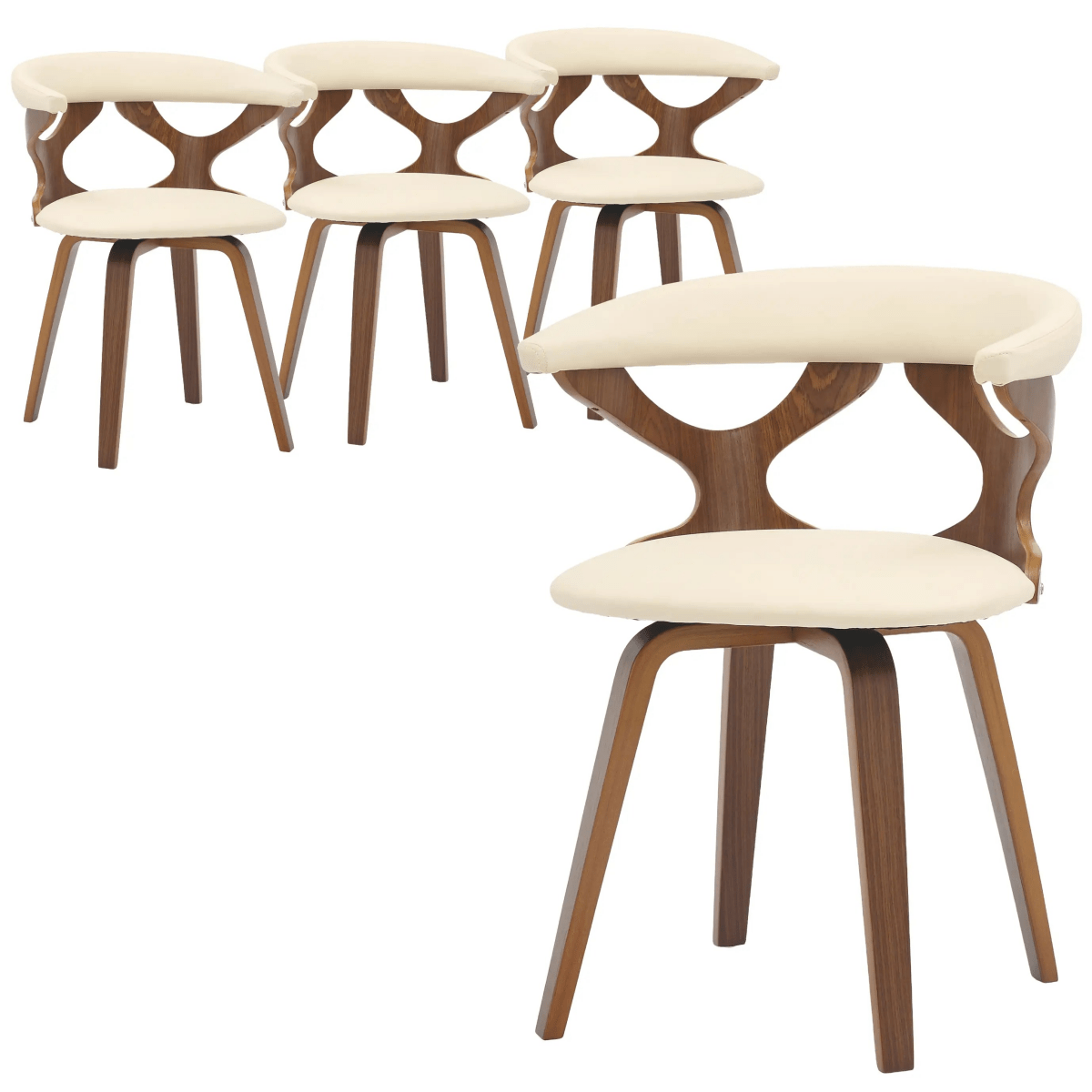 Klyne Leather Dining Chair with Poplar Wood Frame and Swivel Base Set of 4