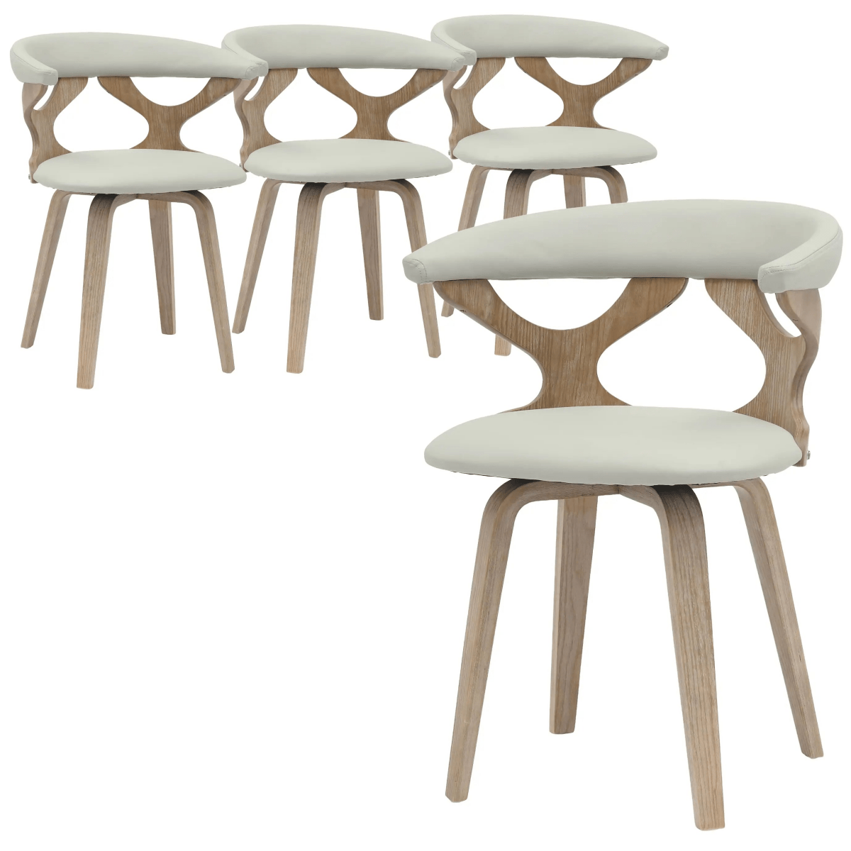 Klyne Leather Dining Chair with Poplar Wood Frame and Swivel Base Set of 4