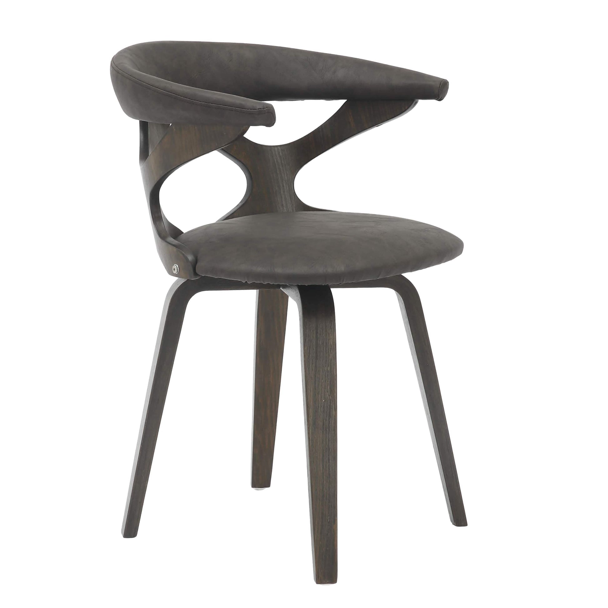 Klyne Modern Wooden Dining Chair Upholstered in Leather With Walnut Color Frame