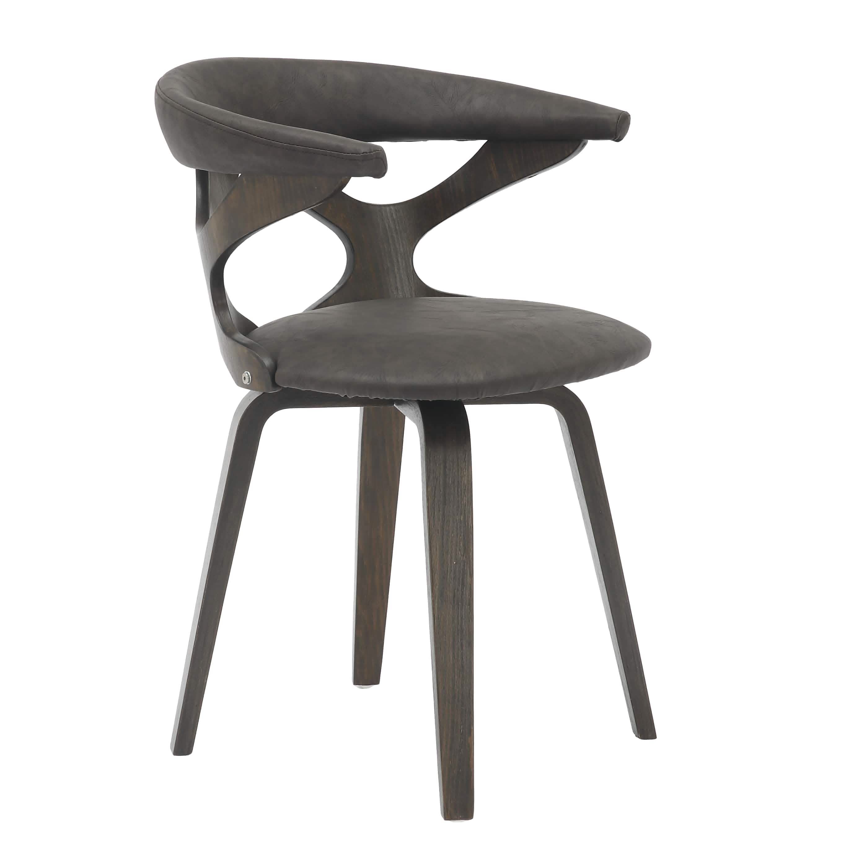 Klyne Modern Wooden Dining Chair Upholstered in Leather With Walnut Color Frame