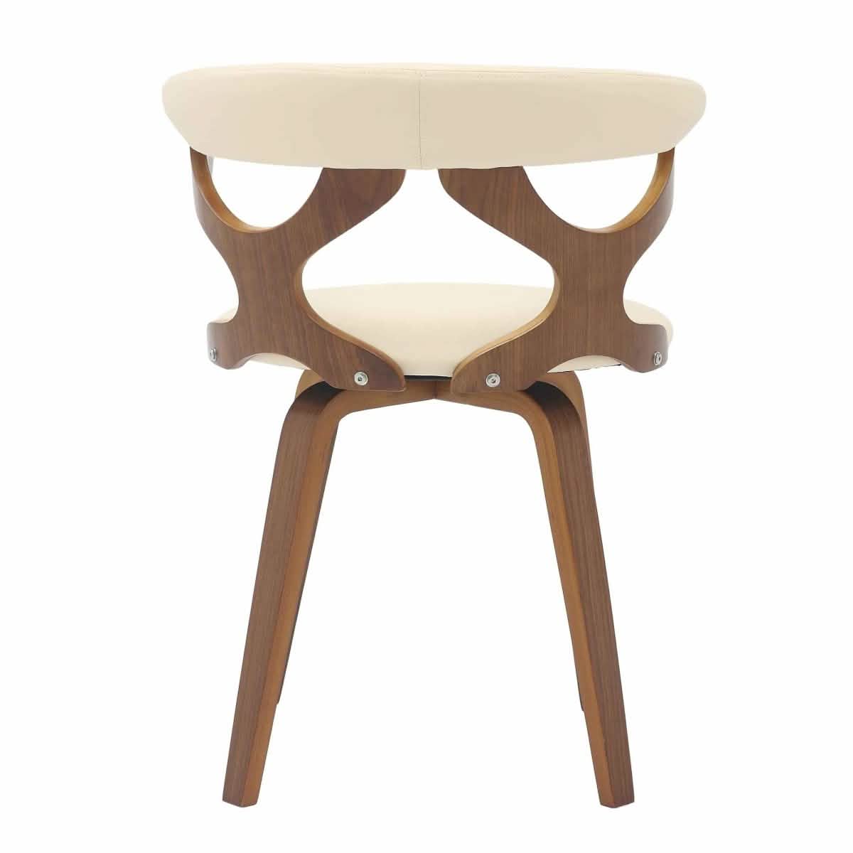 Klyne Modern Wooden Dining Chair Upholstered in Leather With Walnut Color Frame